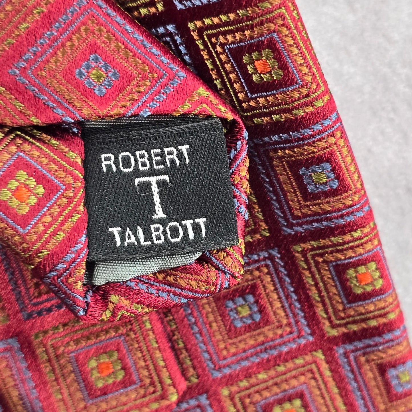 Robert Talbott Red Geometric Hand Sewn Silk Men's Neck Tie NWOT