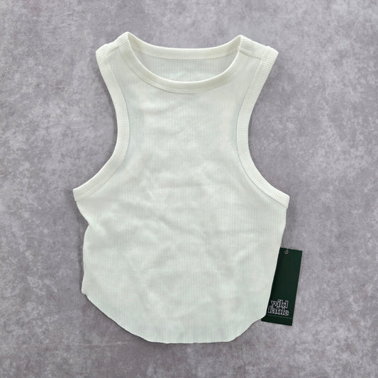 Wild Fable White Ribbed Sleeveless Tank Top XXS