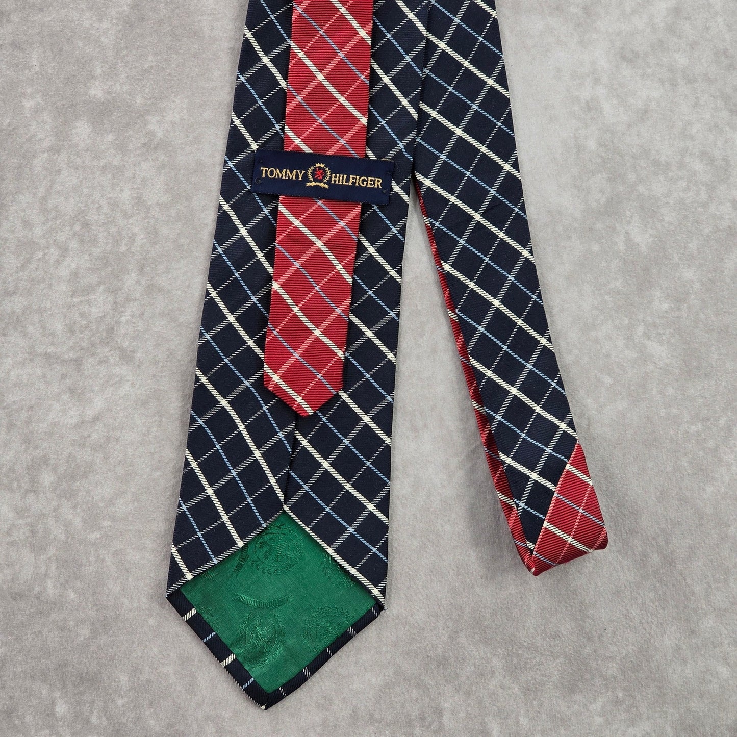 Tommy Hilfiger USA Blue Red Striped Silk Executive Plaid Geometric Neck Tie Men