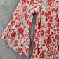 Zac & Rachel White Red Floral Paisley Printed Smocked Top Small