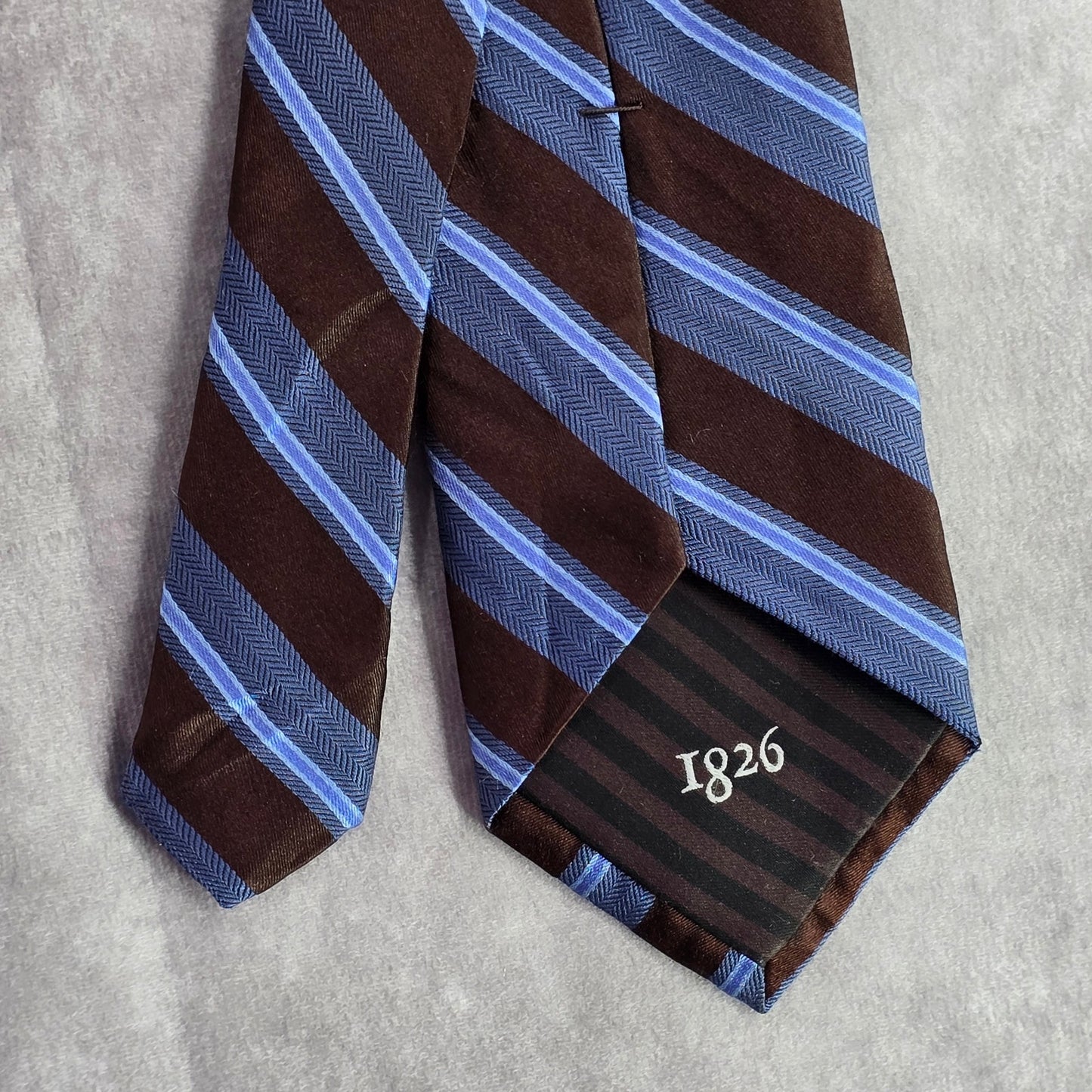 Black & Brown 1826 Blue Brown Stripe 100% Silk Men's Neck Tie NWOT