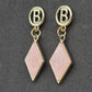 Zara Pink B Gold Diamond Dangle Earrings Fashion Jewelry E32