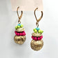 Zara Pink Bead Gold Dangle Hook Drop Earrings E17