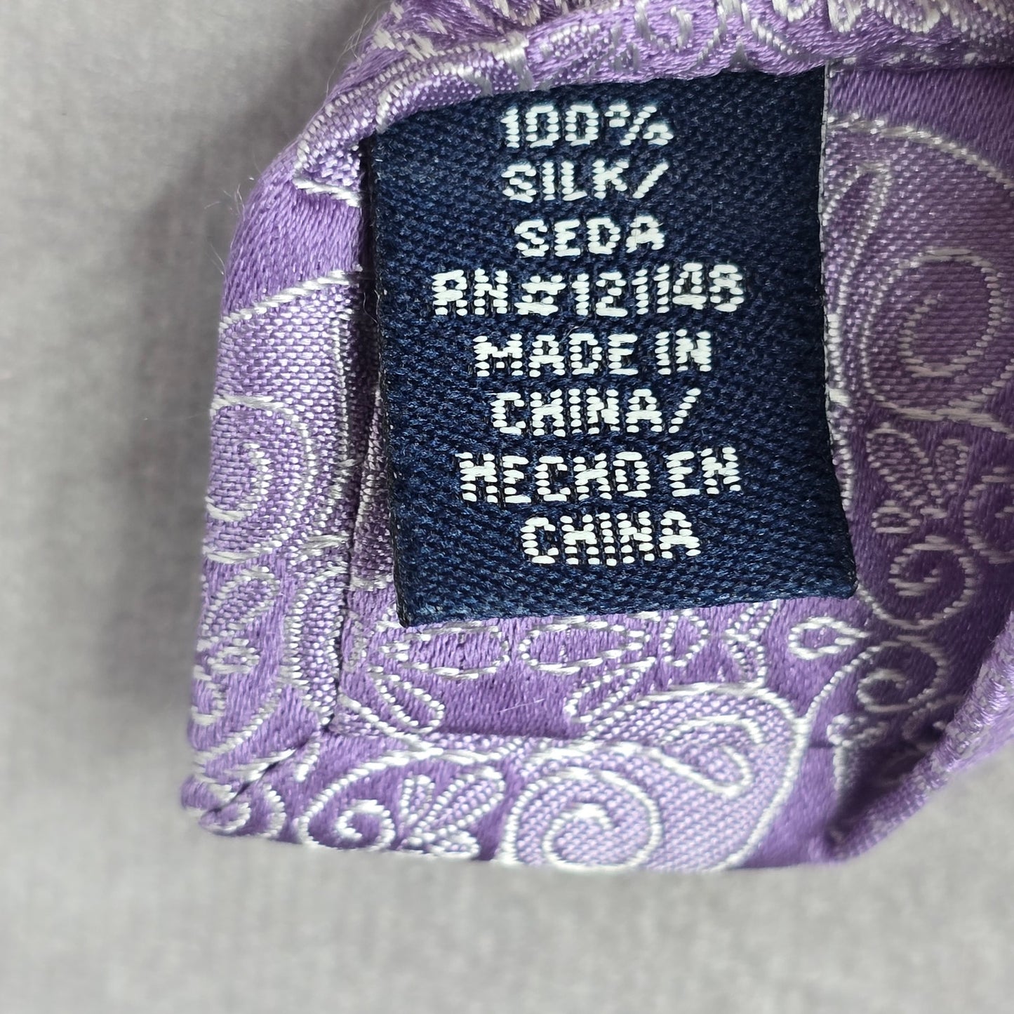 Stafford Signature Purple Silver Floral Paisley 100% Silk Men's Neck Tie NWOT