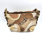 Coach Tan Signature Canvas Metallic Gold Leather Texture Patchwork Should Bag