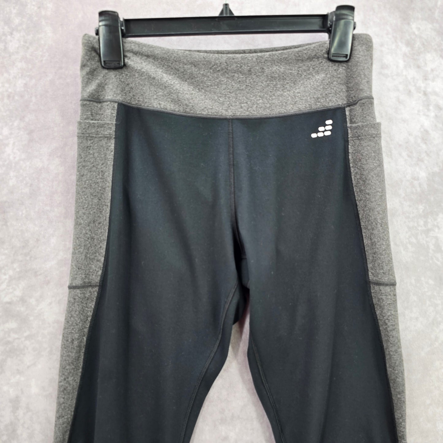 BCG Black Gray Cropped Activewear Workout Legging Pants Bottoms Large