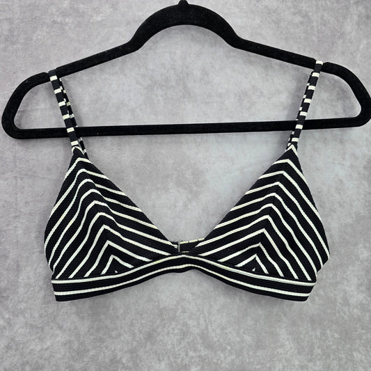 Shein Black White Stripe Triangle Adjustable Hook Bikini Top Swimwear Medium