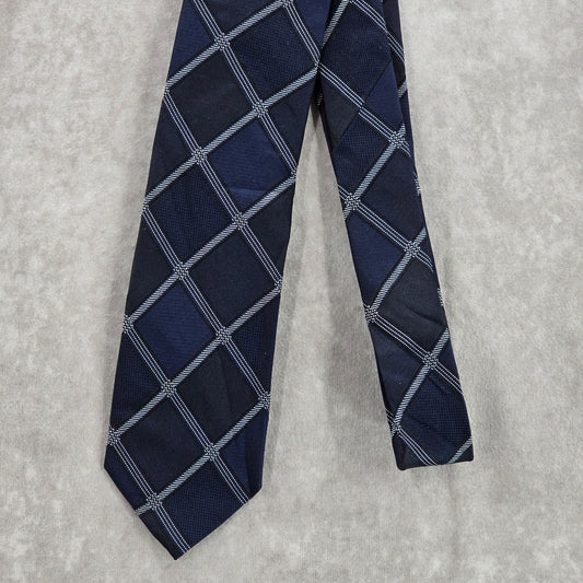 Calvin Klein Blue Black Plaid Tartan 100% Silk Men's Neck Tie NWOT