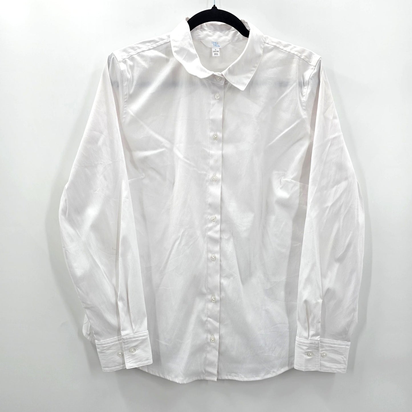 Time and Tru White Long Sleeve Button Blouse Top Shirt