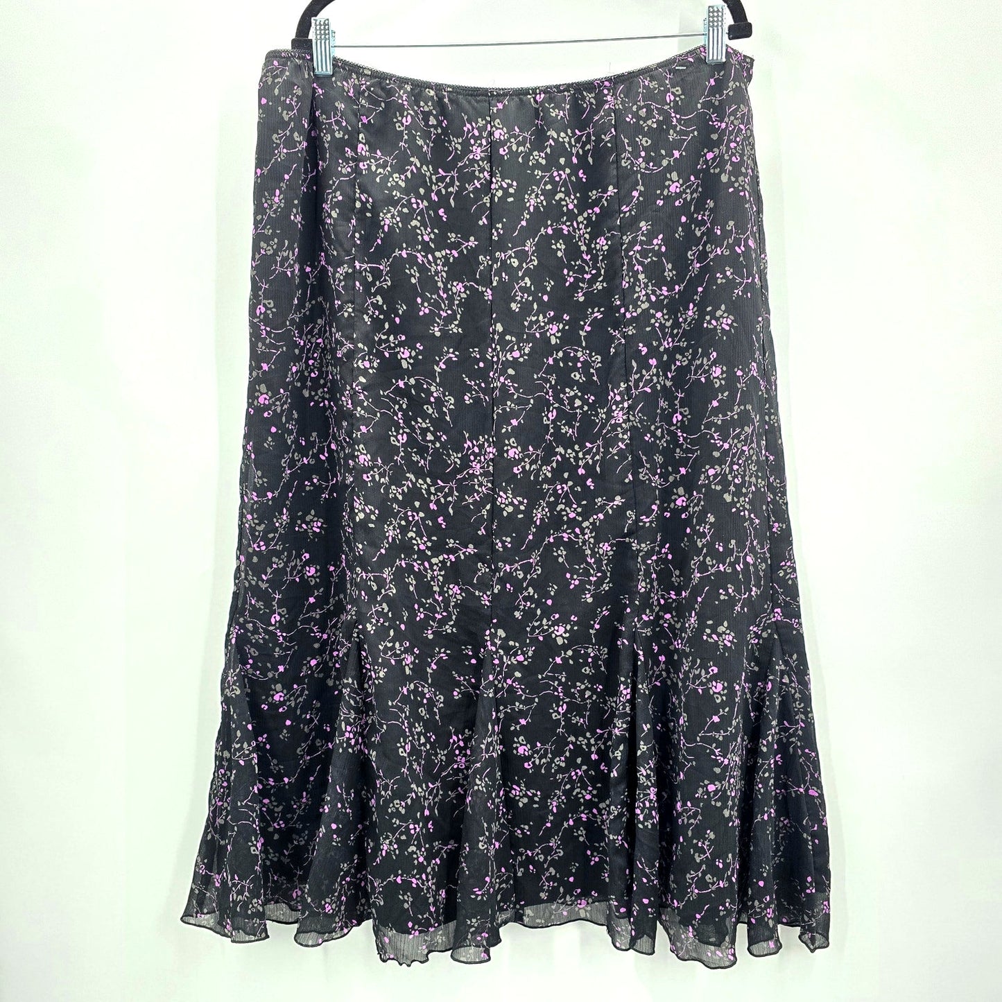 Cato Black Floral Midi Flare Skirt Bottom Plus 18/20W