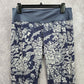 Blue Gray Long Geometric Abstract Floral Active Legging Pants Bottoms Medium