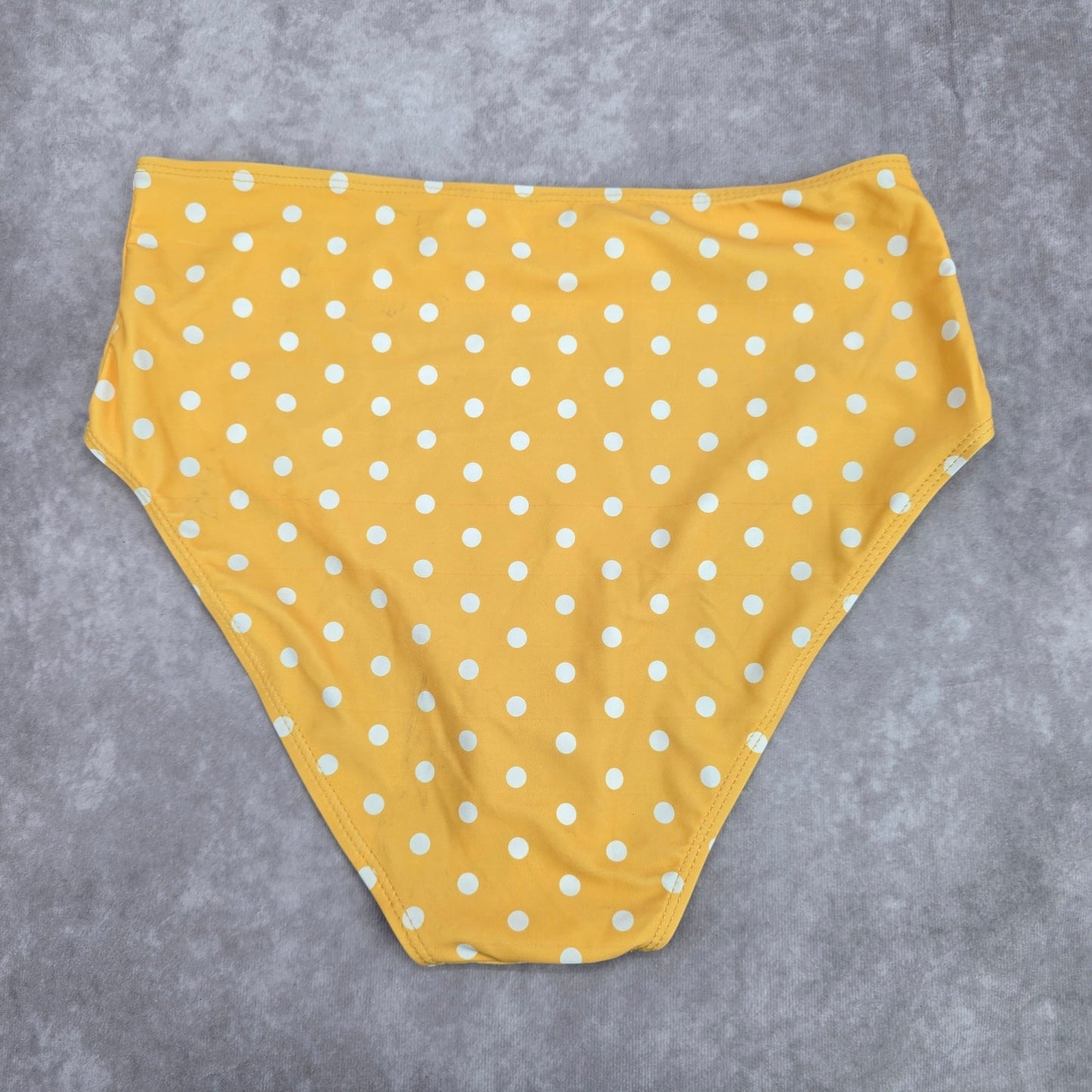 Shein Yellow Polka Dot High Waist Bikini Bottom Swimwear Medium