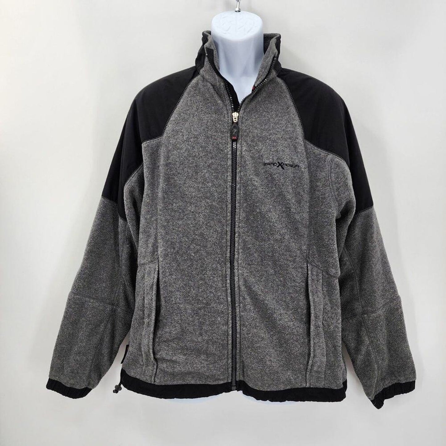 Zero Exposure Fleece Zip Up Gray Black Long Sleeve Jacket Medium