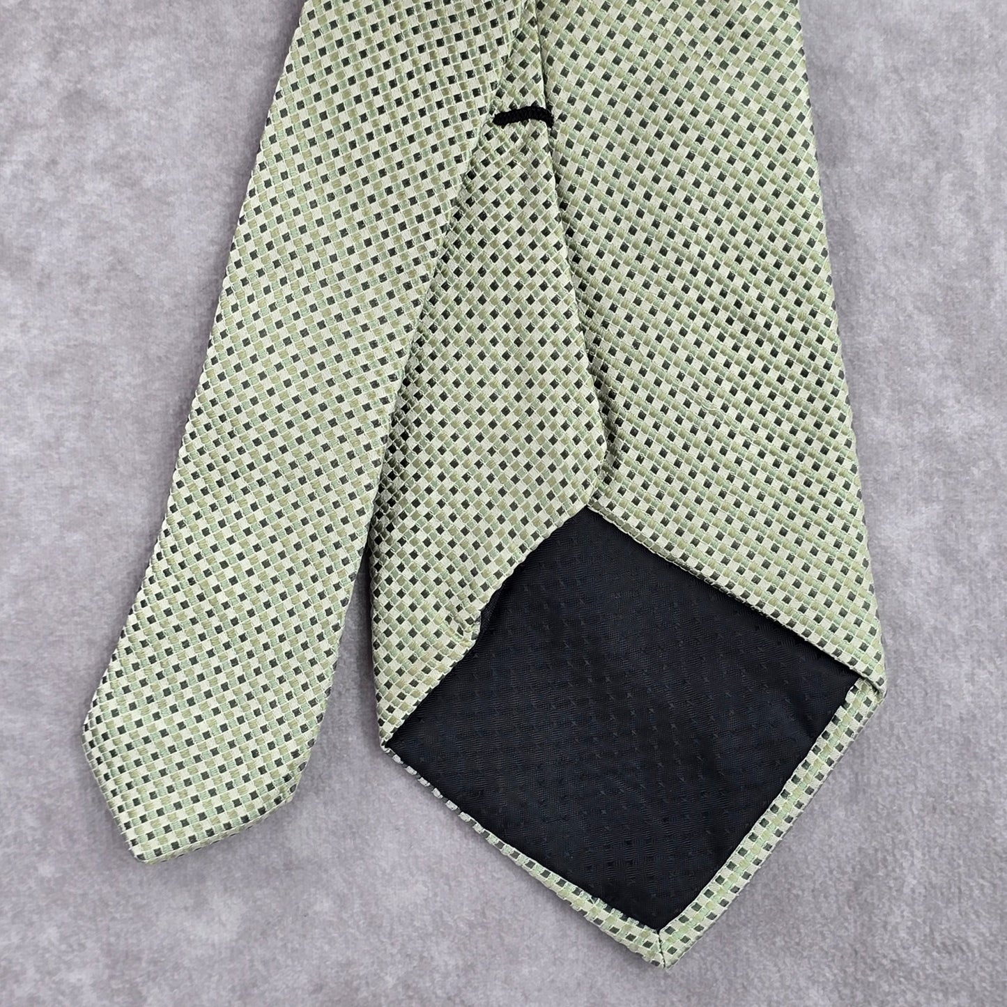 Geoffrey Beene Green Blue Stripe Polka Dot Silk Executive Neck Tie Men's