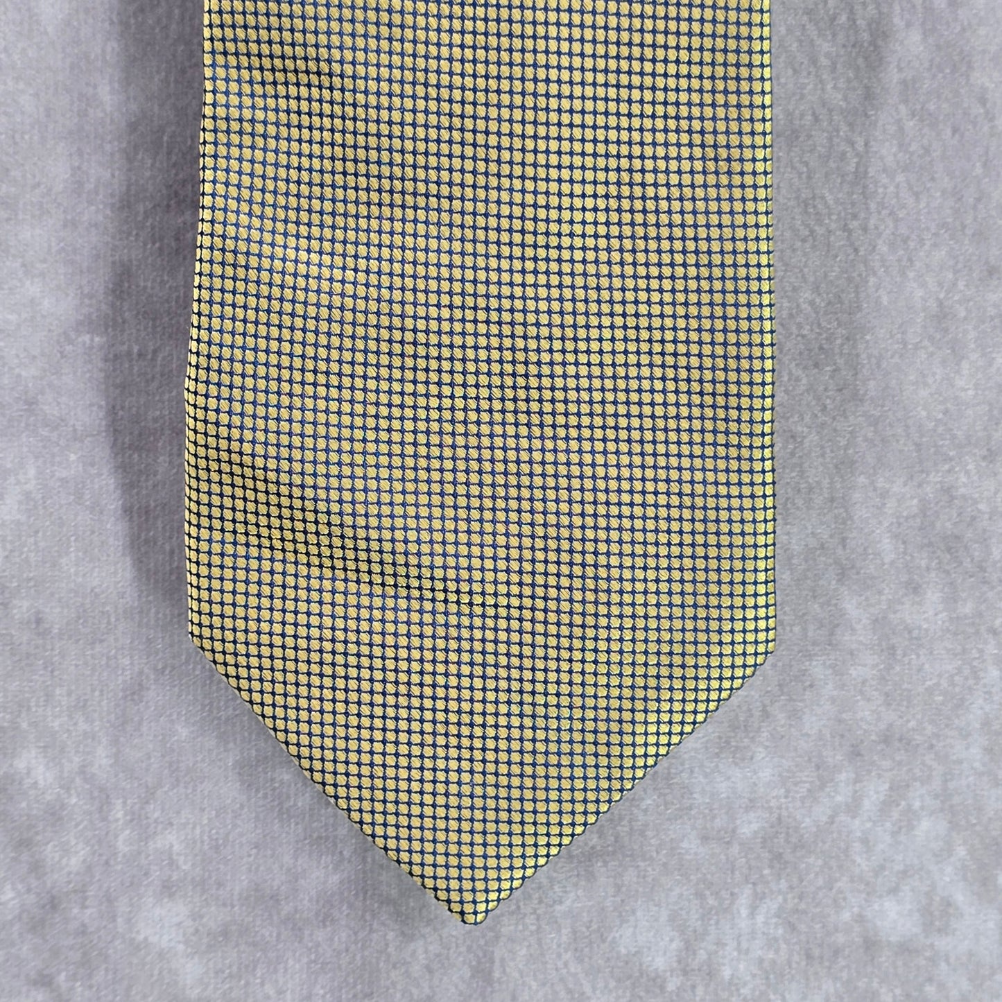 Nautica Yellow Gold Blue Foulard Geometric Executive 100% Silk Men's Neck Tie