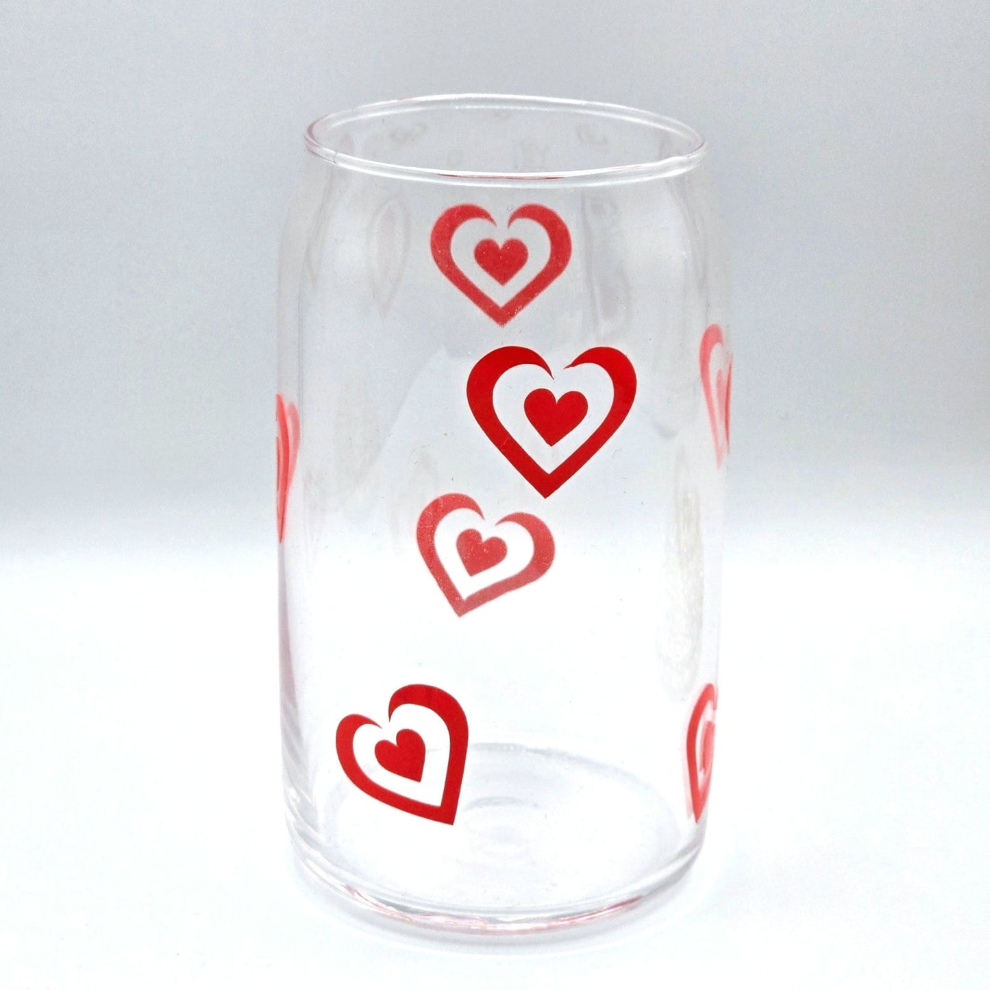 Hearts Red 16oz Beer Can Glass Cup NWT