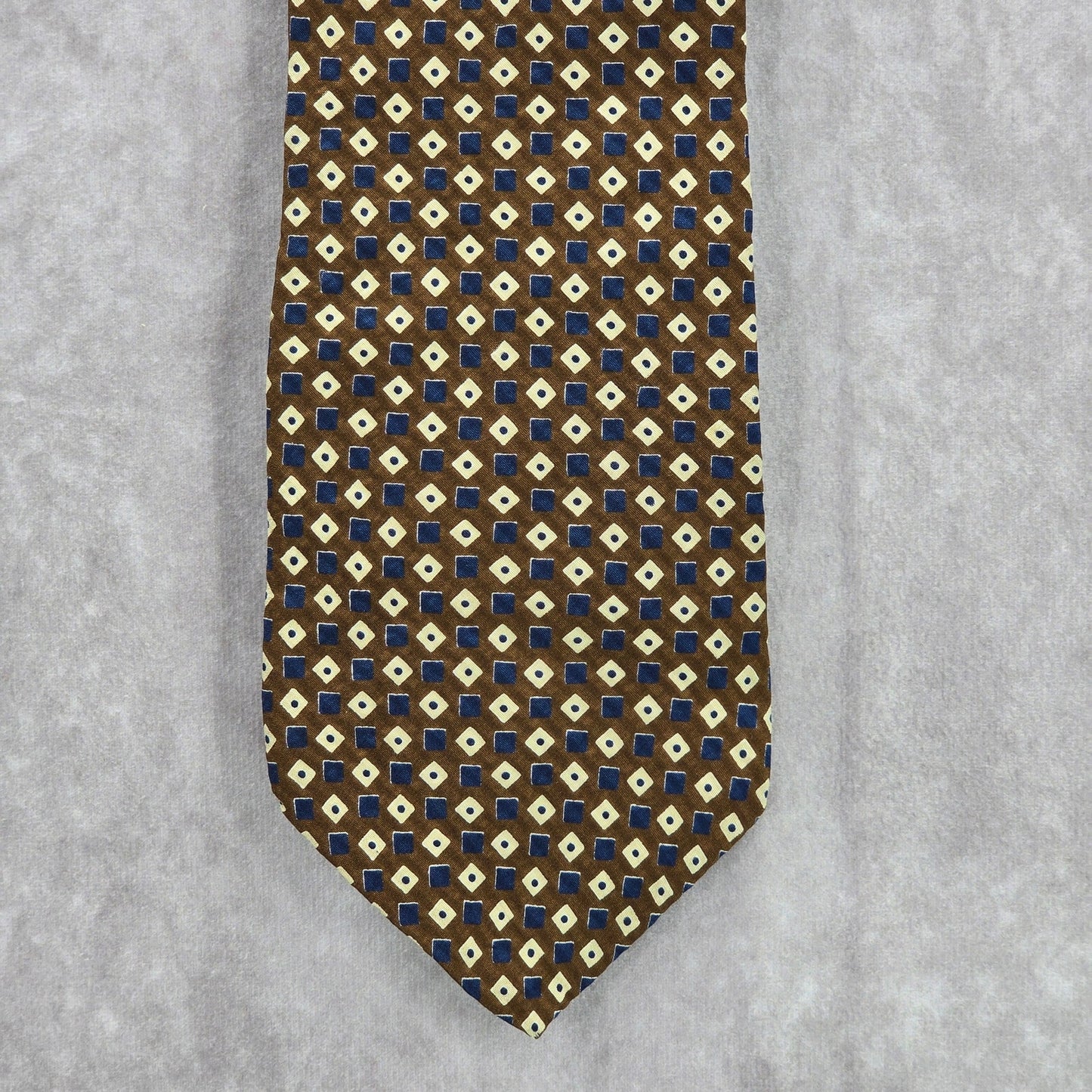 Kenneth Cole New York Brown Blue Geometric Silk Men's Neck Tie NWOT