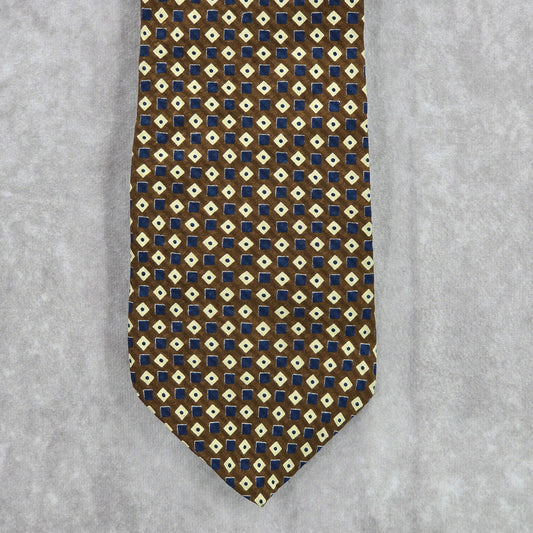 Kenneth Cole New York Brown Blue Geometric Silk Men's Neck Tie NWOT