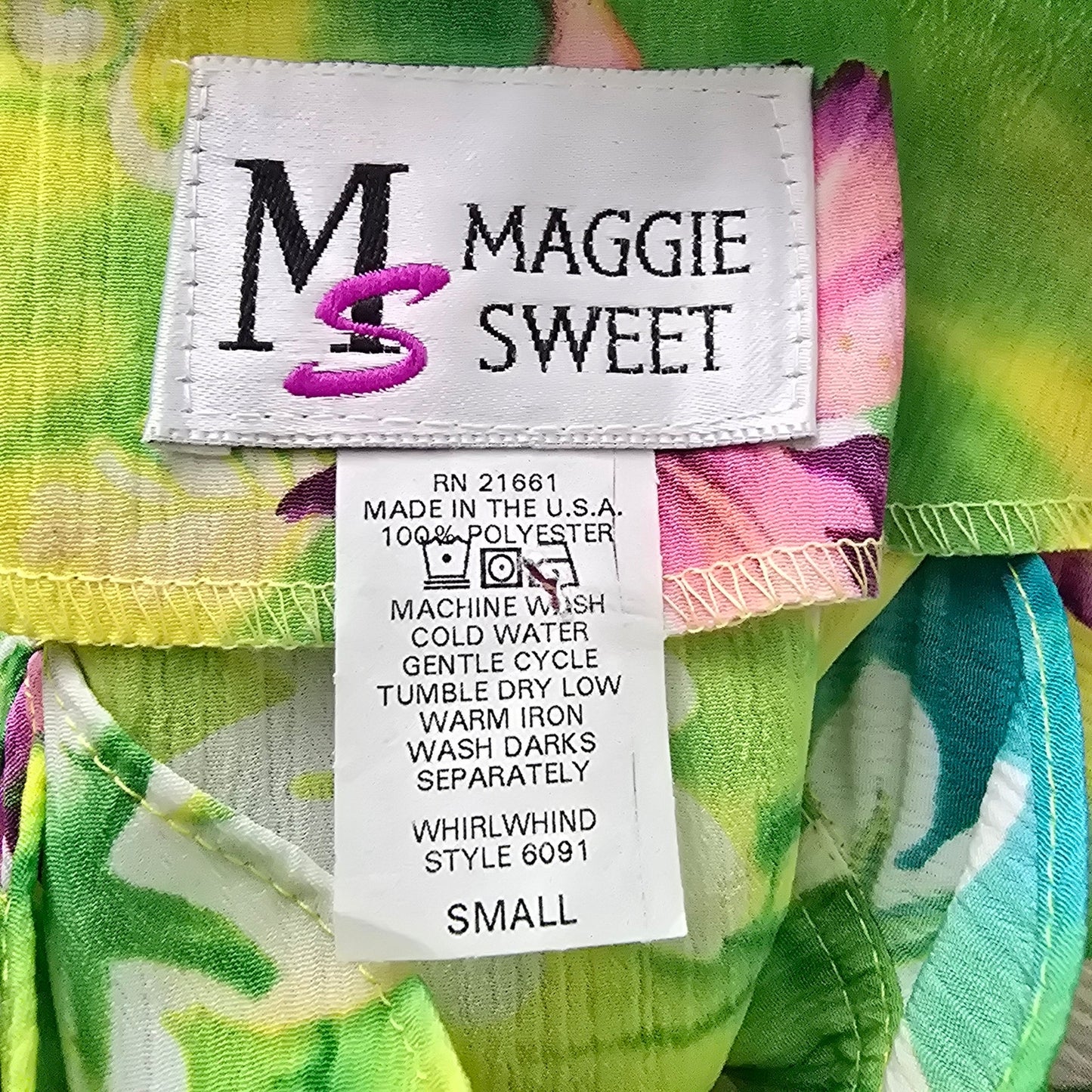 Maggie Sweet Yellow Green Floral Sleeveless Blouse Top Small