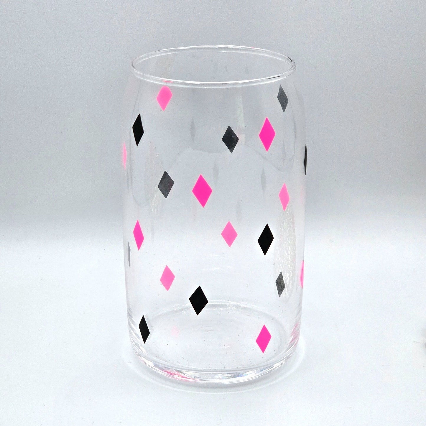 Diamond Black Pink 16oz Beer Can Glass Cup NWT