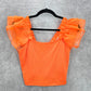 Shein Orange Ruffle Cropped Trim Tee Tulle Tank Solid Scoop Neck Small