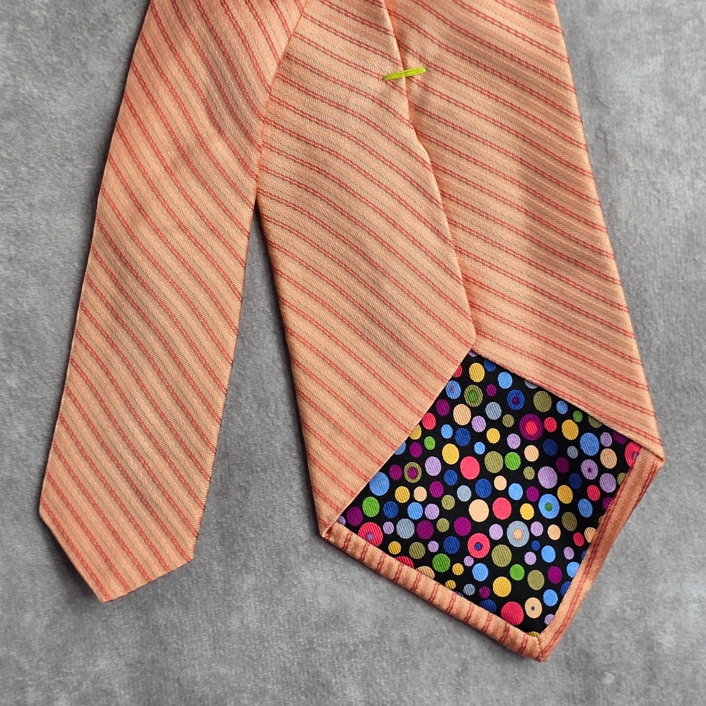 City of London Orange Pink Stripe Geometric 100% Silk Men's Neck Tie NWOT