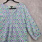 Talbots Green Pink Floral Paisley Boho Cotton Spring Shirt Top Blouse Small