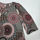 Valerie Stevens Black Red Floral Circle Patterned L Blouse Top Shirt Large