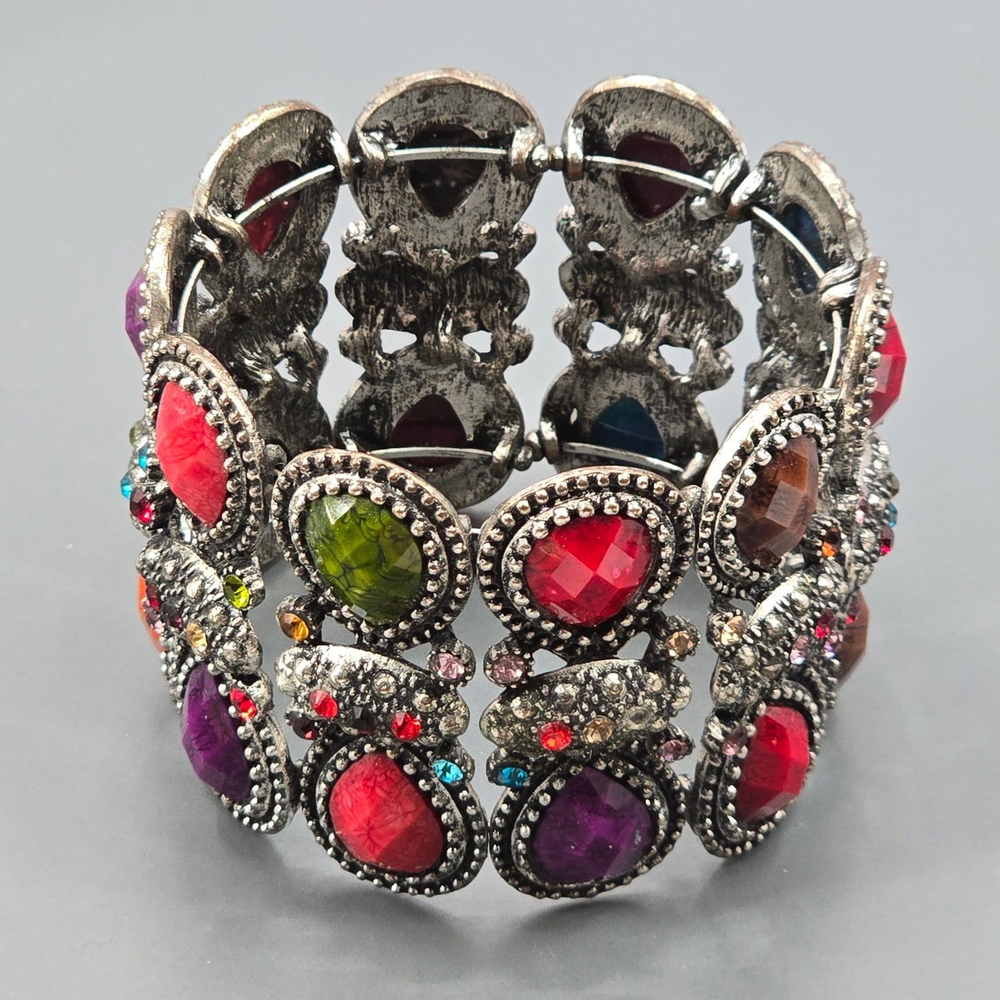 Zara Multicolor Gems Metal Cuff Glam Chic Bracelet Fashion Jewelry NWOT JB4-16