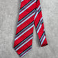 XMI Classic Red Blue Italy Stripe Repp Geometric Executive Silk Neck Tie Men's