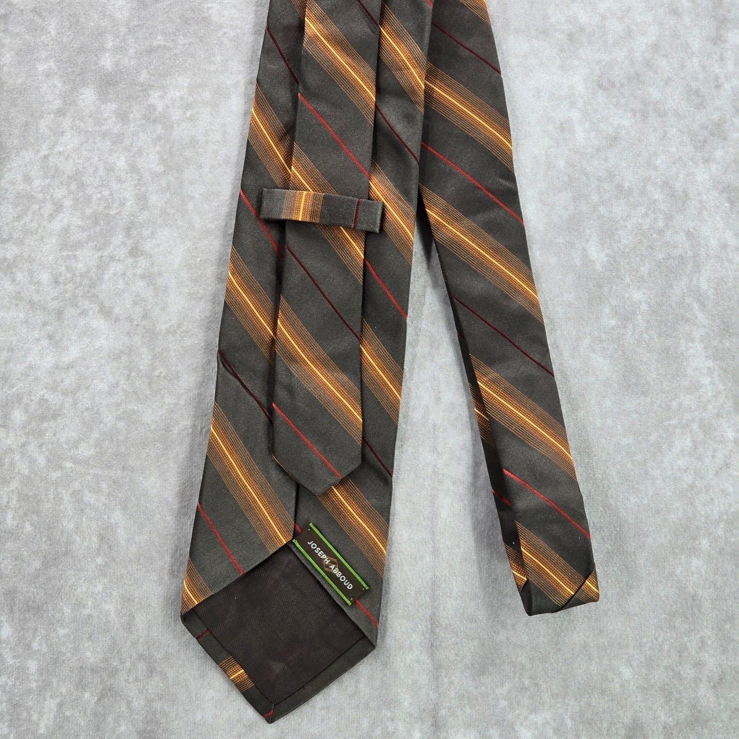 Joseph Abboud Brown Orange Red Stripe 100% Silk Italy Men's Neck Tie NWOT