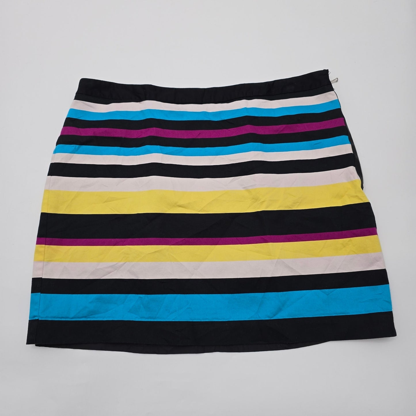 Worthington Black Yellow Stripe Zip Short Skirt Plus 18