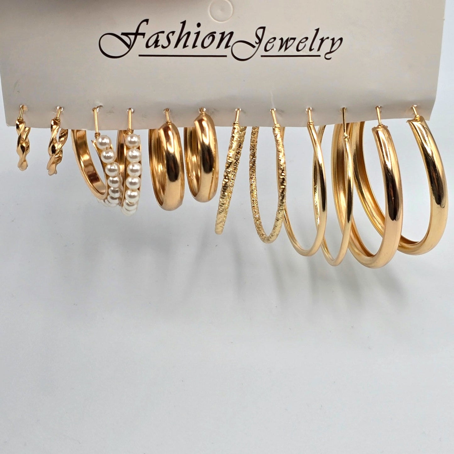 Gold Hoop Dangle Stud Earring Set of 6 Fashion Jewelry NWT #E202