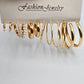 Gold Hoop Dangle Stud Earring Set of 6 Fashion Jewelry NWT #E202