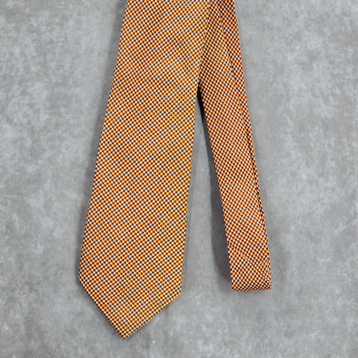 Faconnable Orange Blue Plaid 100% Silk Men's Neck Tie NWOT