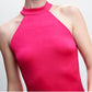 Mango MNG Halter Neck Fringed Pink Fuchsia Sleeveless Dress NWT Size 6