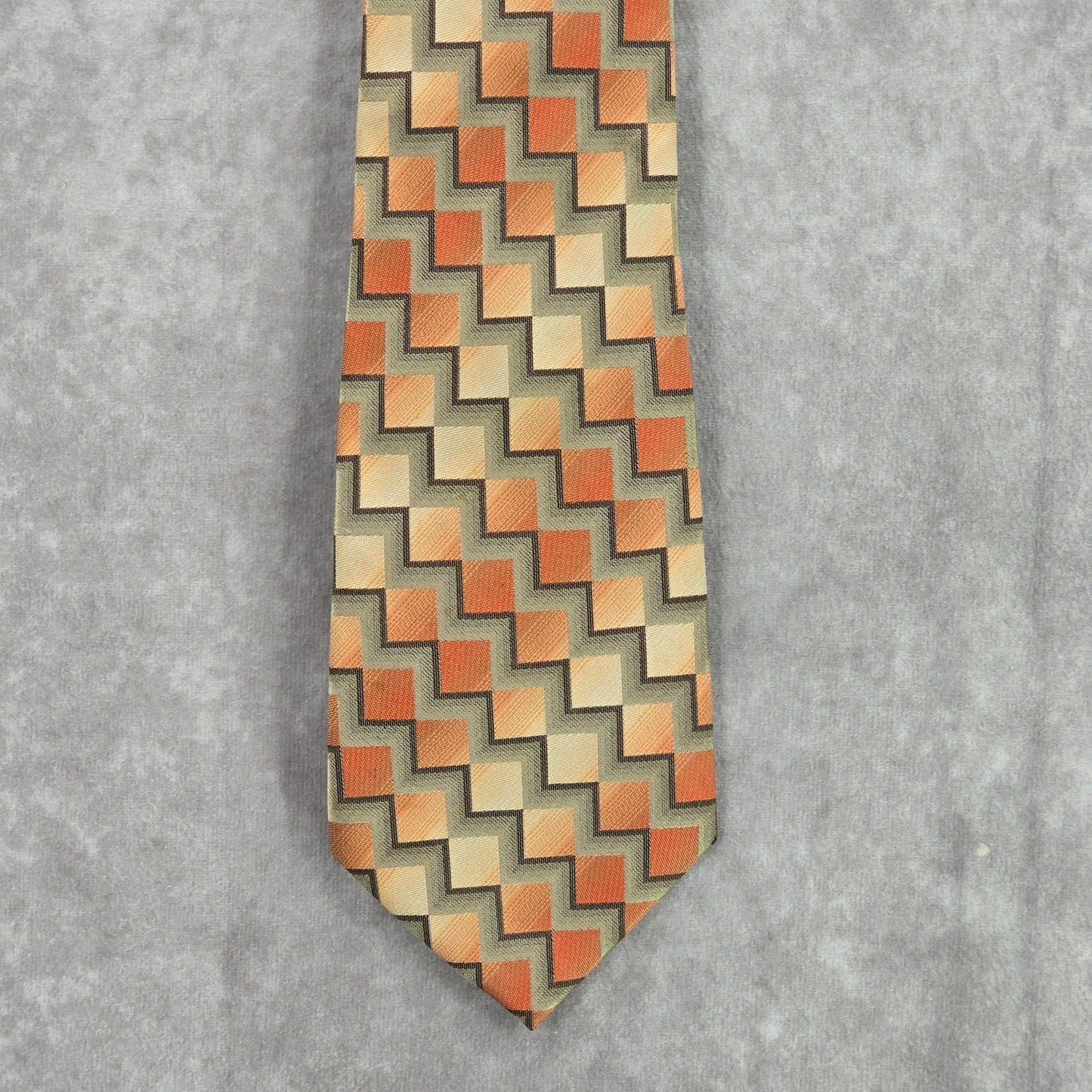 Arrow Gray Orange Brown Box Stair Geometric 100% Silk Men's Neck Tie NWOT