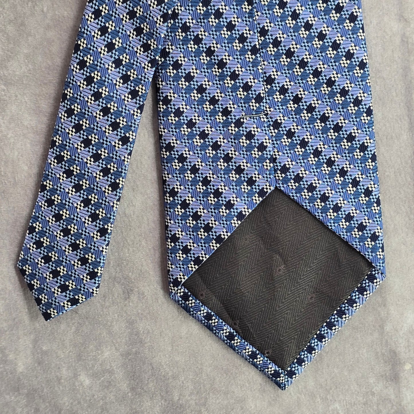 Porta Bella Blue Geometric Handmade 100% Silk Men's Neck Tie NWOT