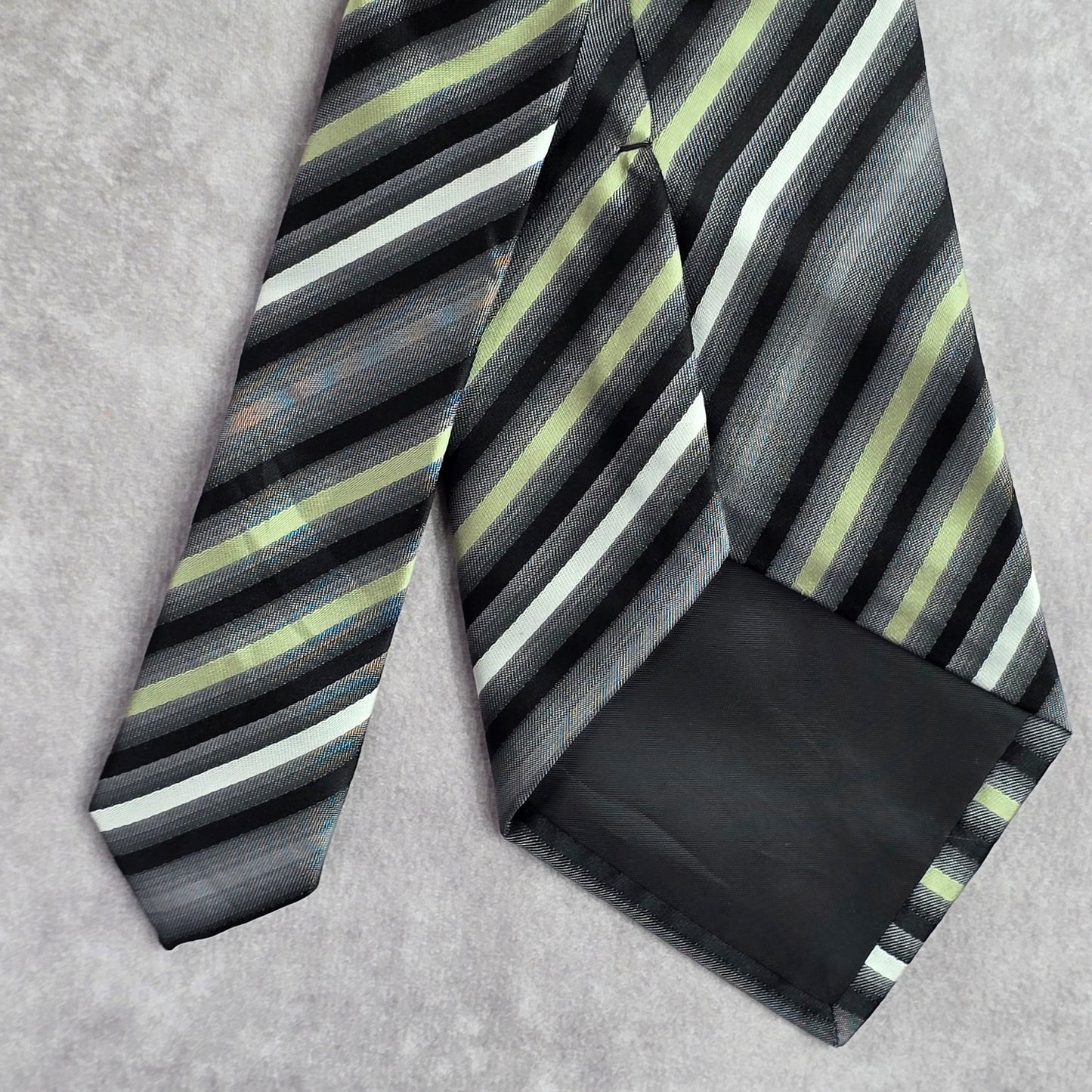 Van Heusen Black Gray Green Stripe Geometric Executive Neck Tie Men's