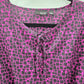 ana A New Approach Purple Black Printed Short Sleeve L Blouse Top Shirt Large