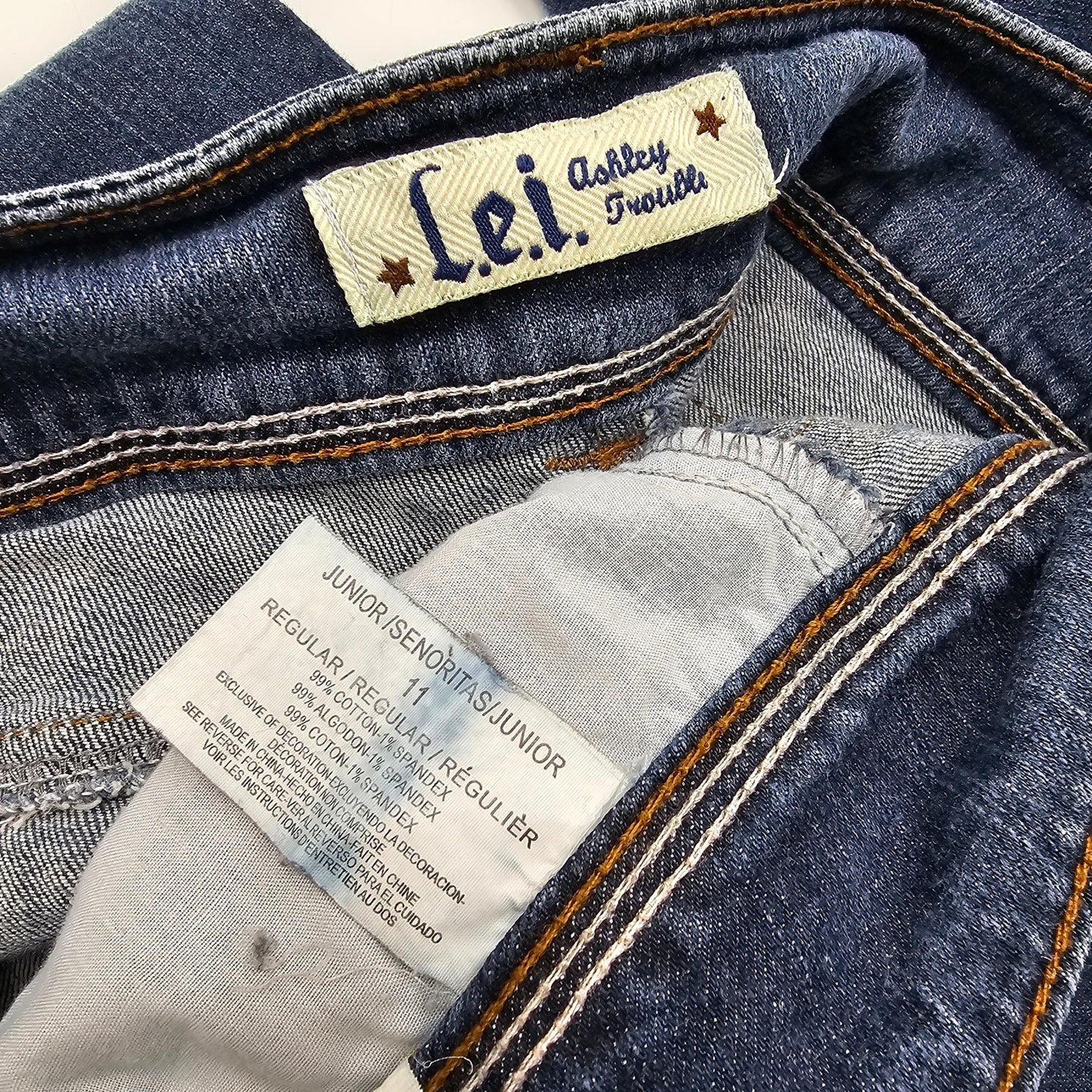 L.E.I Ashley Trouble Blue Junior Denim Jeans Pants 11