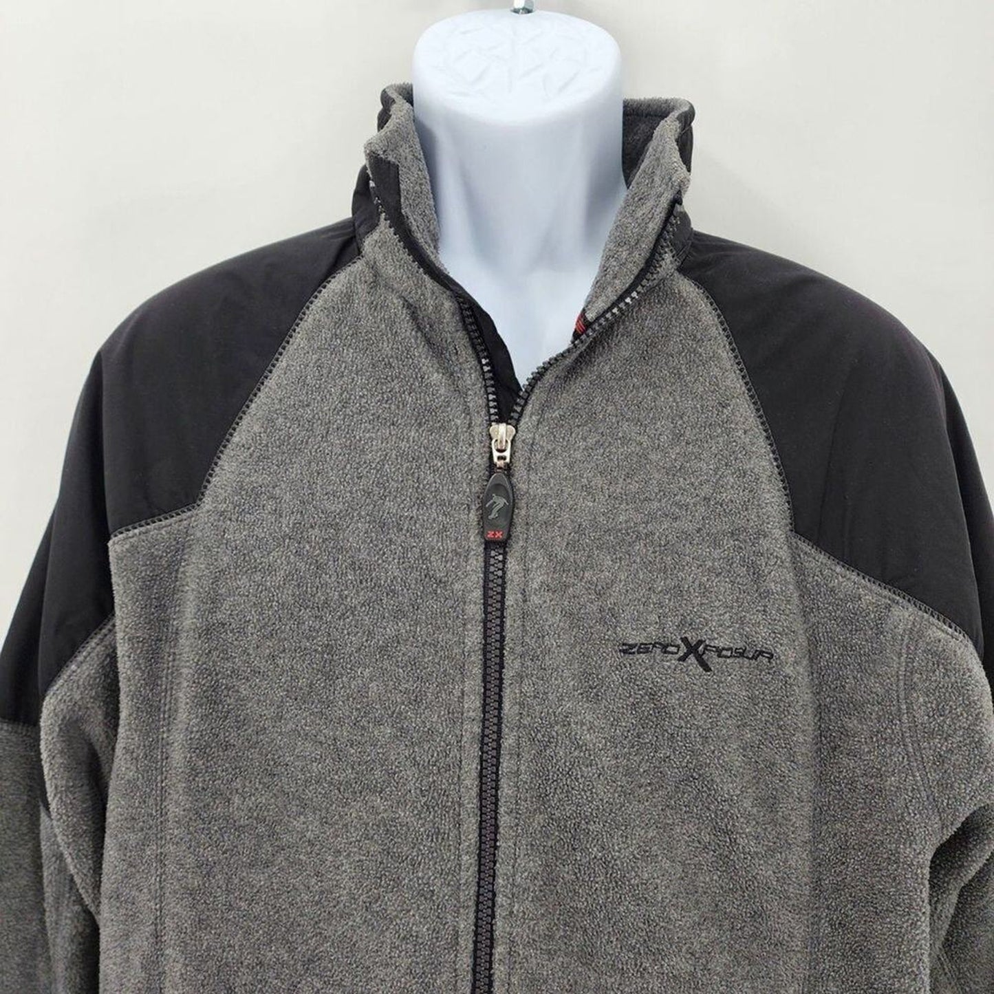 Zero Exposure Fleece Zip Up Gray Black Long Sleeve Jacket Medium