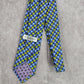 XMI Classic Blue Green Triangle Geometric Silk Italy Men's Neck Tie NWOT