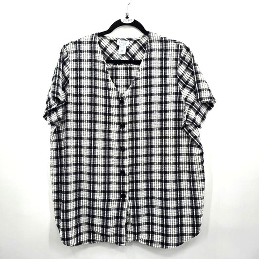 Only Necessities Black White Gingham Top Blouse Shirt Plus 20WP