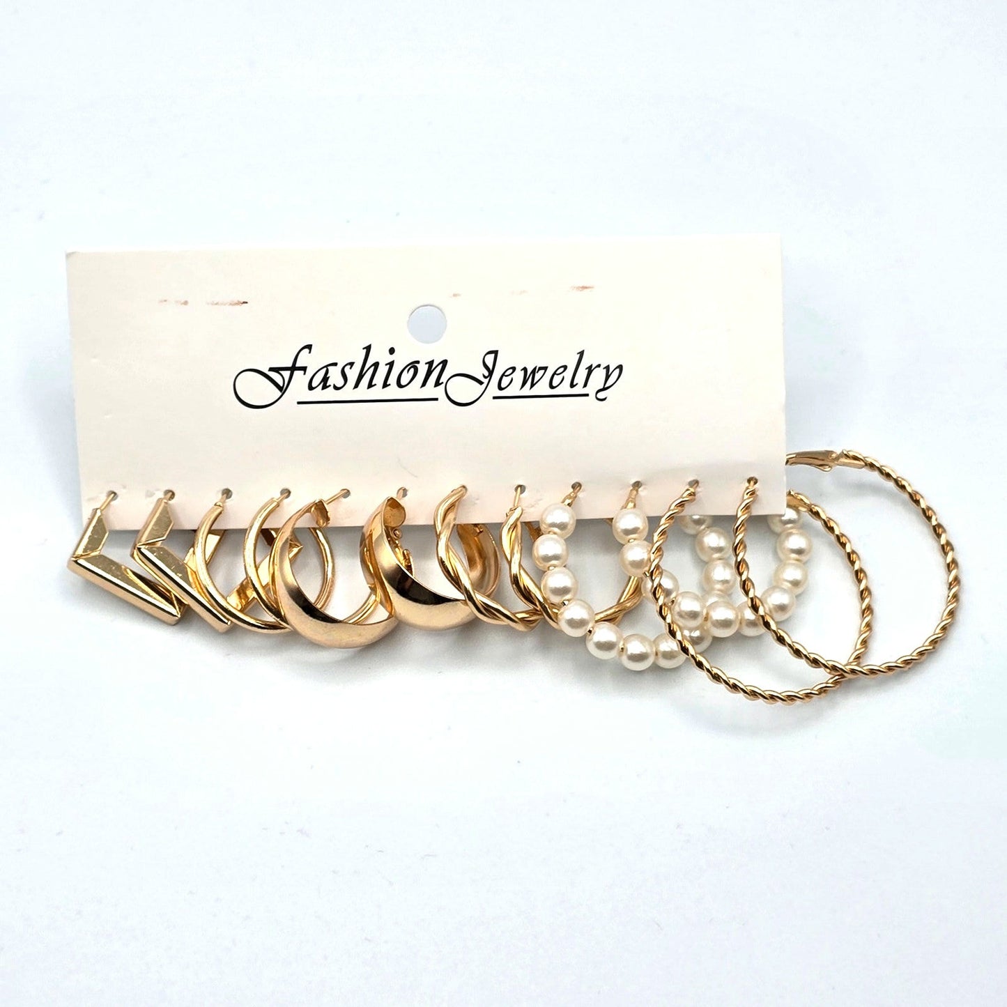 Gold Hoop Dangle Stud Earring Set of 6 Fashion Jewelry NWT #E201