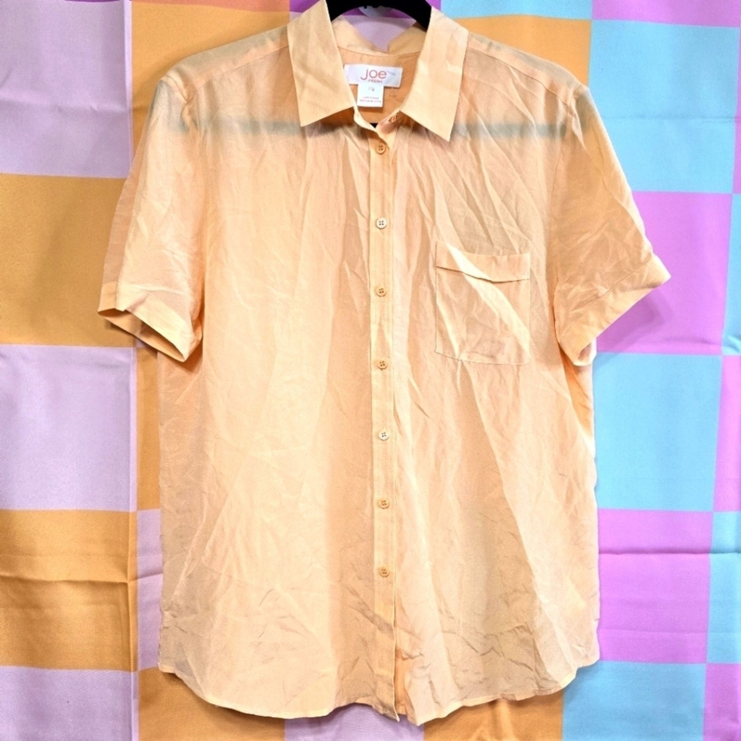 Joe Fresh Orange Button Up Shirt Top Large