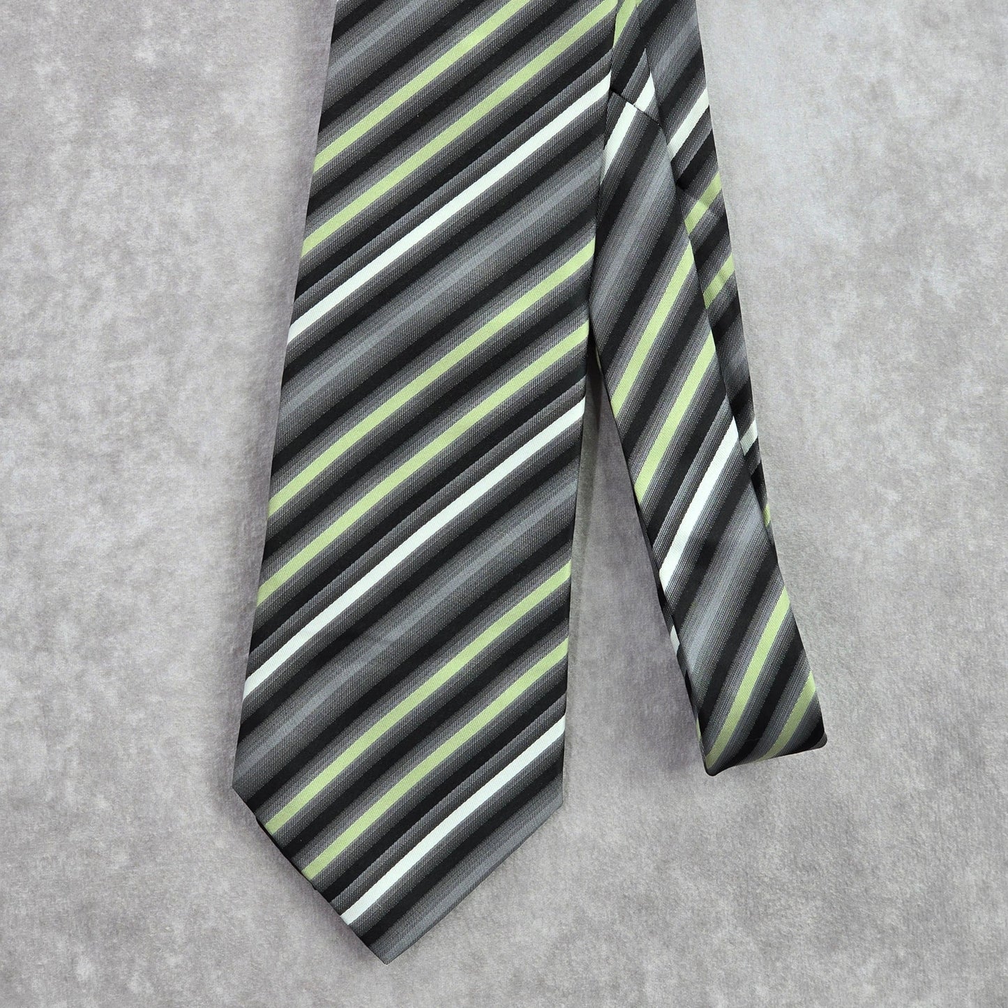 Van Heusen Black Gray Green Stripe Geometric Executive Neck Tie Men's