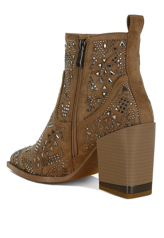 Omishi Stud Embellished Ankle Boots