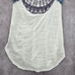 Oddi White Orange Lace Raglan Patchwork Crochet Top Small