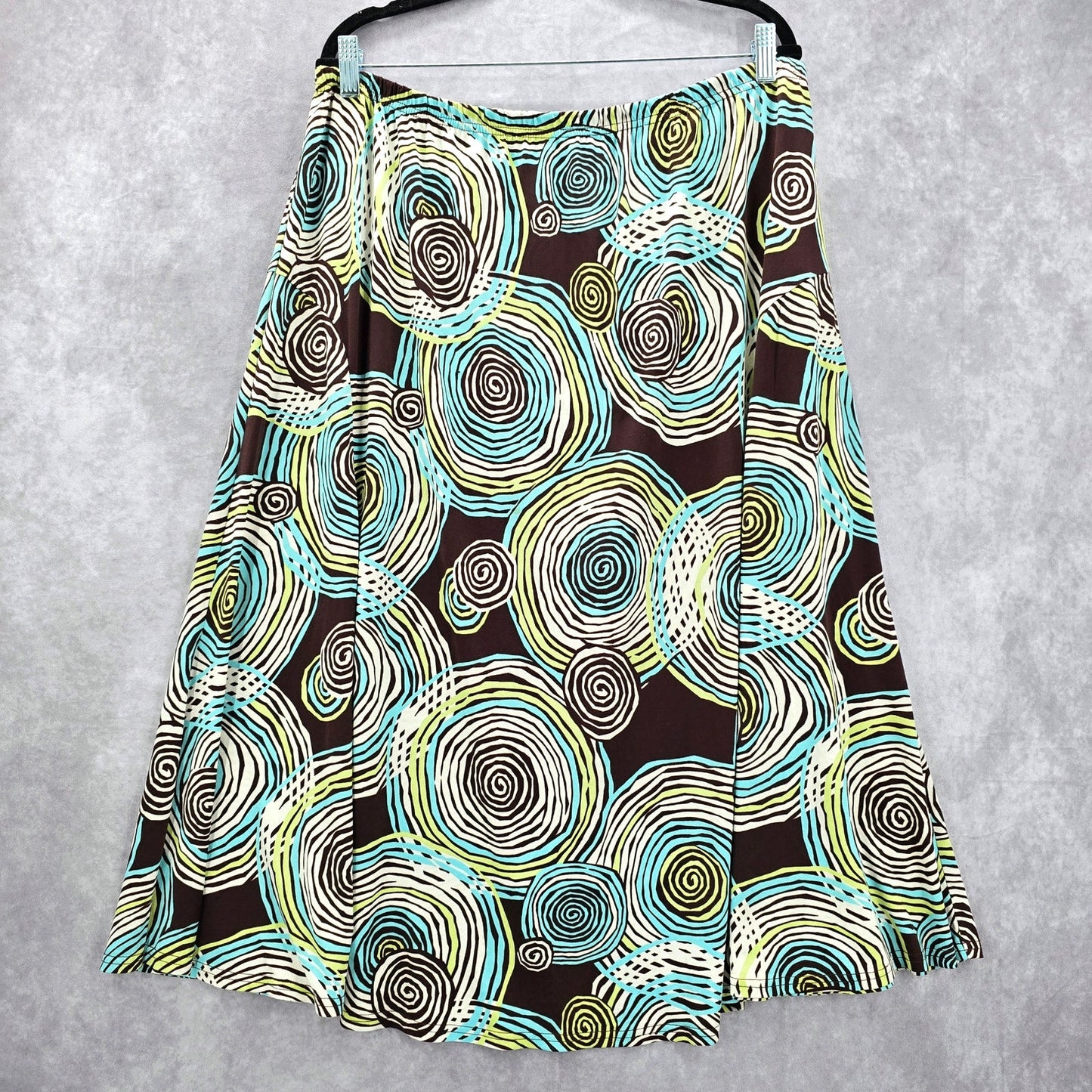 Vintage Y2K Brown Abstract Circle Midi Skirt Plus 20W